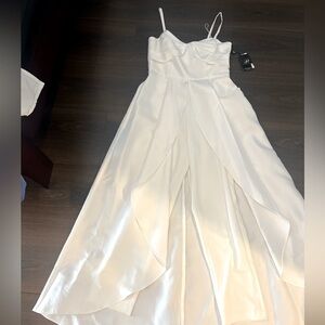 Adrianna Papell Ivory Layered Jumpsuit